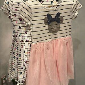 2 Disney Dresses-Striped Pink and White Kids Dress, 5T